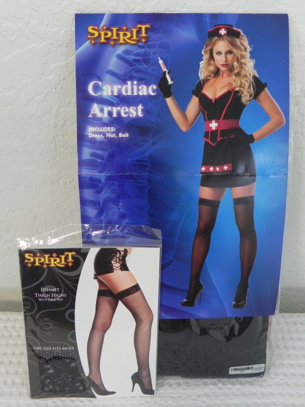 Spirit Halloween Cardiac Nurse Costume Plus Fishnet Stockings All New Never Worn